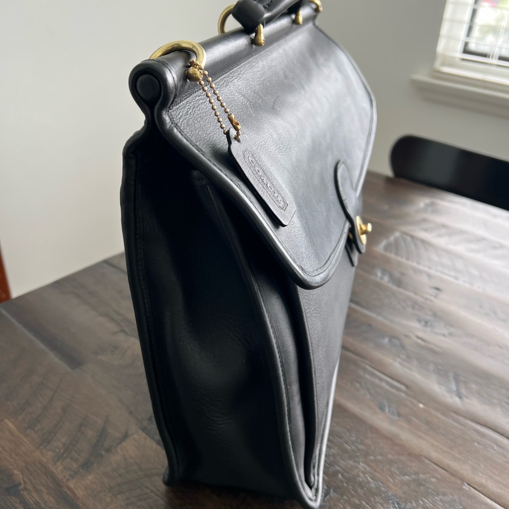 Coach Vintage Black Leather Briefcase Bag - Picture 3 of 8
